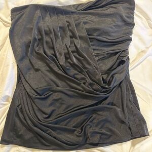 Elegant Black Draped Women's Strapless Top